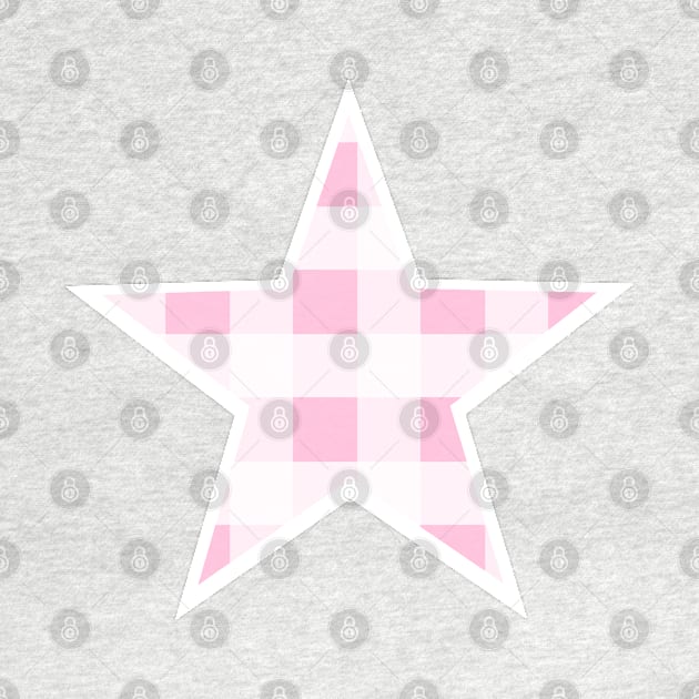 Soft Baby Pink and White Buffalo Plaid Star by bumblefuzzies